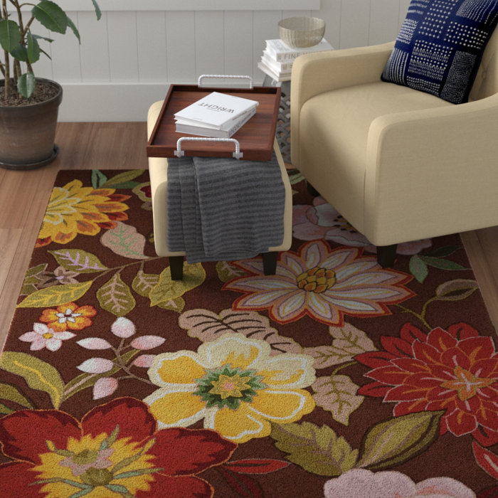 Winston Porter Stickley Hand Hooked Red/Pink Blush/Yellow/Purple Rug & Reviews Wayfair